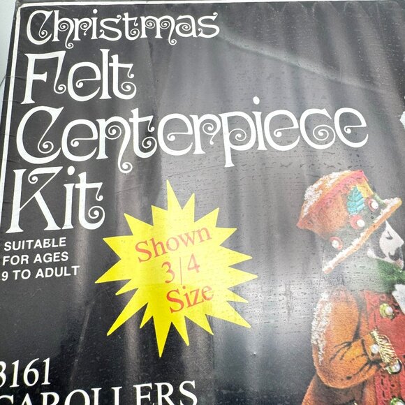 Vintage NOS Christmas Felt Centerpiece Kit 3161 Carolers Holiday Craft Set By Ho - Picture 5 of 7